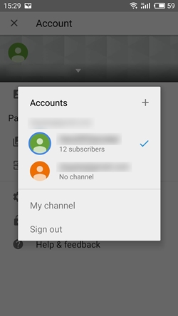 Accounts pop-up window