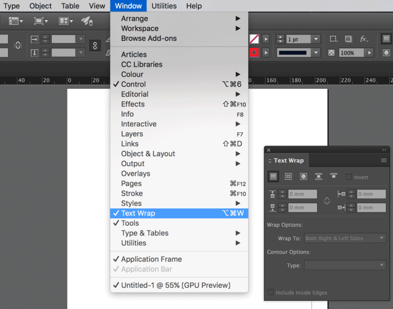 在 Adobe InDesign 中包装文本