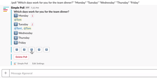 simple poll for slack