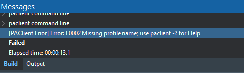 在通过 USB 连接的手机上运行我的应用程序时出现“[PAClient 错误] 错误：E0002 缺少组态档名称”错误