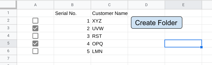 Google Script 帮助在驱动器中创建新档案夹，名称取自一行的两个单元格