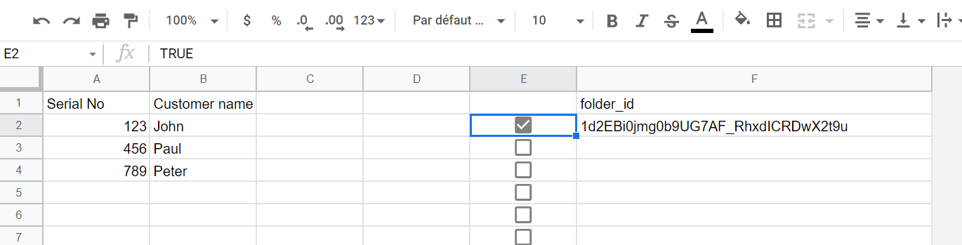 Google Script 帮助在驱动器中创建新档案夹，名称取自一行的两个单元格